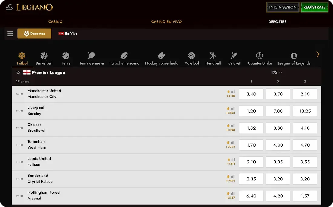 deportes del casino legiano