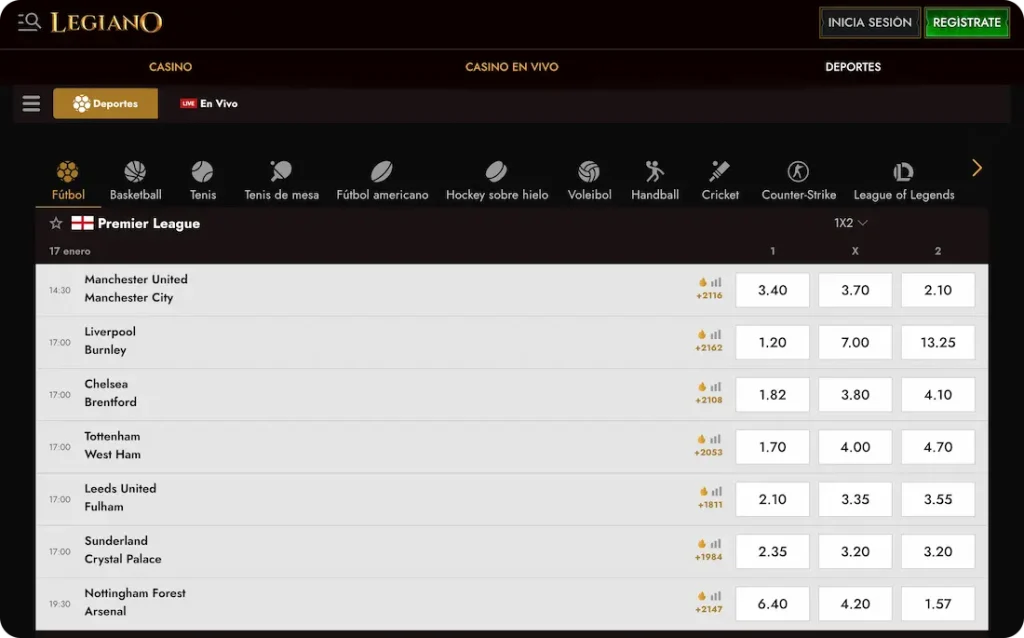 deportes del casino legiano